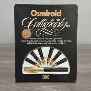 Vintage Osmiroid De Luxe Master Calligraphy Set 6 22k Gold Plated Nibs + Pen Box
